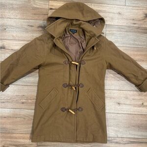 J.G. HOOK Business Casual Russian Made Felt Hooded Khaki Duffle Coat | Medium